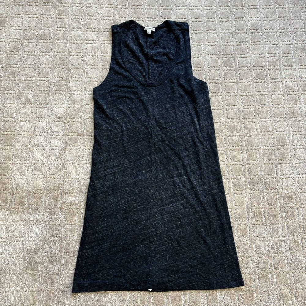 James Perse Tank Dress Women's 3 Large Black Minimalist Casual Comfort Soft USA